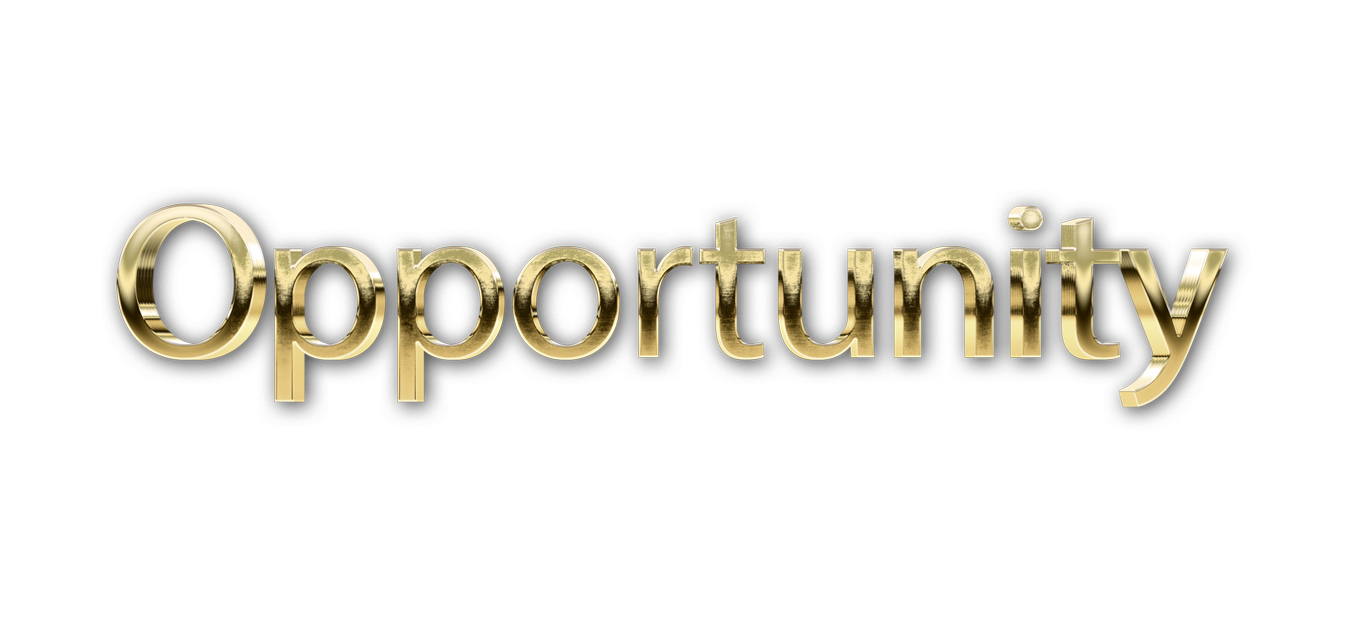 3D WORD OPPORTUNITY gold text effects art typography PNG images free